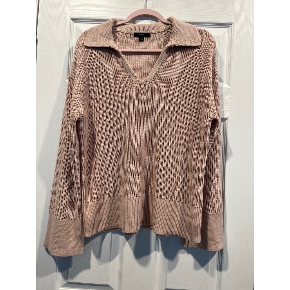 J Crew Long Sleeve Tan Sweater Slits on The wrist Boxy Size‎ M